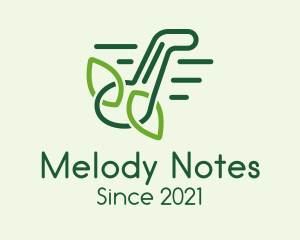 Music Note Leaves Outline logo design