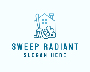 House Broom Sweep logo design