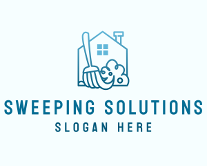 House Broom Sweep logo design