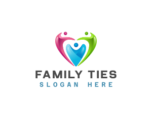 Family Heart 3D logo design