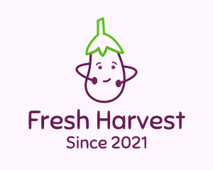 Cute Eggplant Vegetable logo design