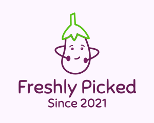 Cute Eggplant Vegetable logo design