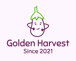 Cute Eggplant Vegetable logo design