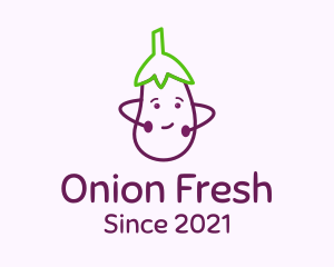 Cute Eggplant Vegetable logo design