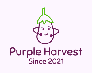 Cute Eggplant Vegetable logo design