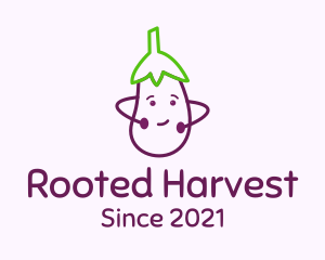 Cute Eggplant Vegetable logo design