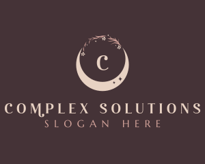 Floral Crescent Moon logo design