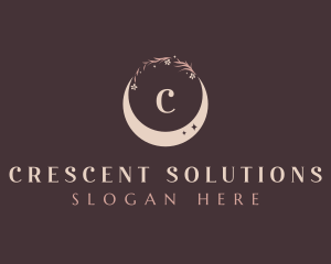 Floral Crescent Moon logo design