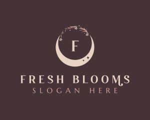 Floral Crescent Moon logo design