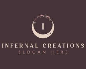 Floral Crescent Moon logo design