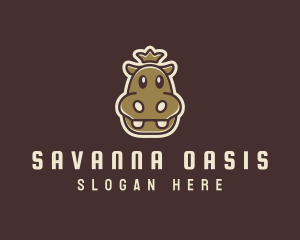 Happy Crown Hippopotamus logo design