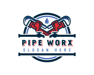 Plumber Pipe Wrench logo design