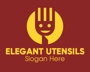 Yellow Smiley Fork logo design