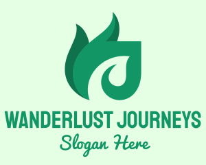 Green Organic Leaf Flame Logo