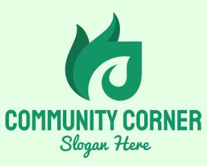 Green Organic Leaf Flame logo