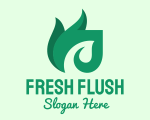 Green Organic Leaf Flame logo design