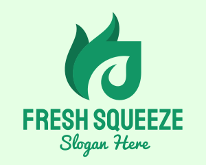 Green Organic Leaf Flame logo design