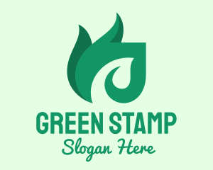 Green Organic Leaf Flame logo design