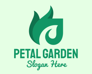 Green Organic Leaf Flame logo design