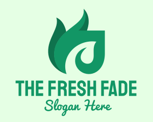 Green Organic Leaf Flame logo design