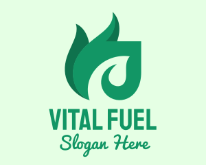 Green Organic Leaf Flame logo design