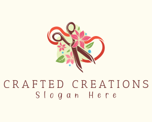 Floral Craft Scissor logo design