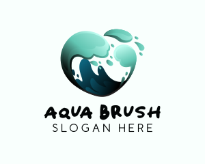 Water Wave Heart logo design