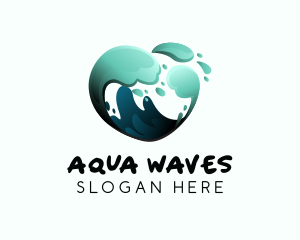 Water Wave Heart logo design