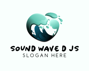 Water Wave Heart logo design