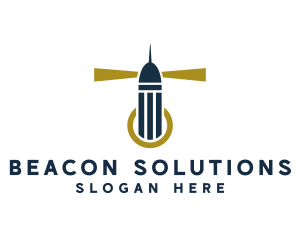 Gold Lighthouse Beacon logo design