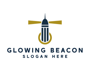 Gold Lighthouse Beacon logo design