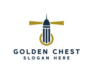 Gold Lighthouse Beacon logo design