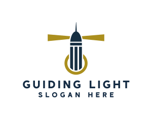 Gold Lighthouse Beacon logo design