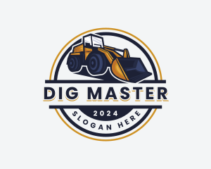 Bulldozer Digging Construction logo design