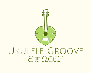 Hawaiian Leaves Ukulele logo design