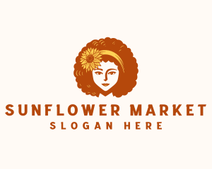 Afro Woman Sunflower logo