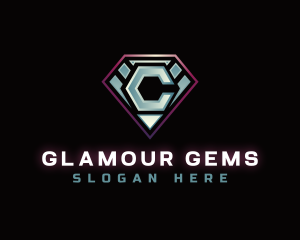 Diamond Gem Letter C logo design