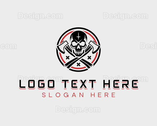 Skull Axe Weapon Logo