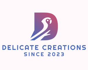 Gradient Parrot Letter D logo design