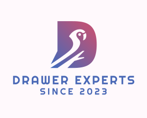 Gradient Parrot Letter D logo design