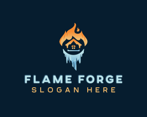 Home Ice Fire HVAC logo design