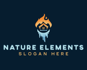 Home Ice Fire HVAC logo design