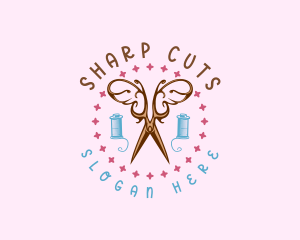 Sewing Butterfly Scissors  logo design