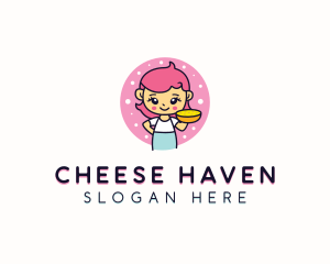 Cartoon Girl Cheese logo design