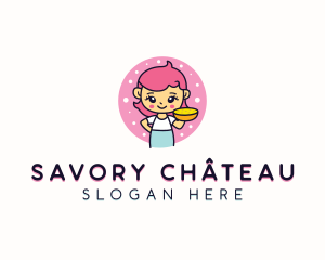 Cartoon Girl Cheese logo design