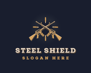 Bullet Rifle Gun Firearms logo design