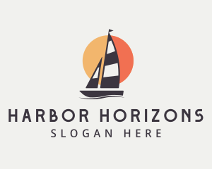 Sun Ocean Sailboat logo design