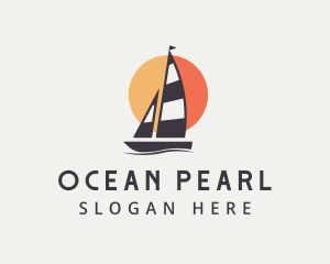 Sun Ocean Sailboat logo design