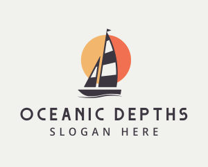 Sun Ocean Sailboat logo design