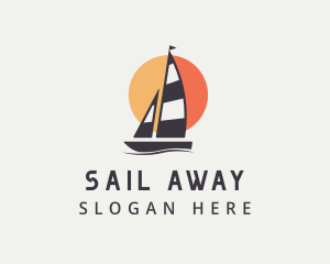 Sun Ocean Sailboat logo design